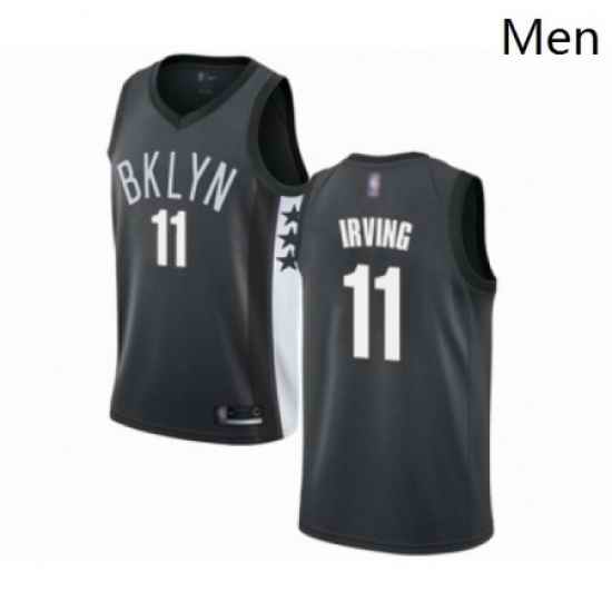 Mens Brooklyn Nets 11 Kyrie Irving Authentic Gray Basketball Jersey Statement Edition